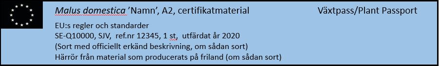 Växtpass/certifikatmaterial för frukt- och bärväxter 