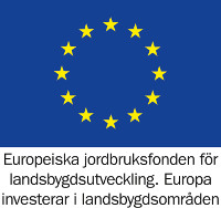 EU-flagga. Text under flaggan: Europeiska jordbruksfonden för landsbygdsutveckling. Europa investerar i landsbygdsområden.